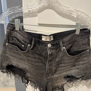 We The Free Black Distressed Jean Shorts